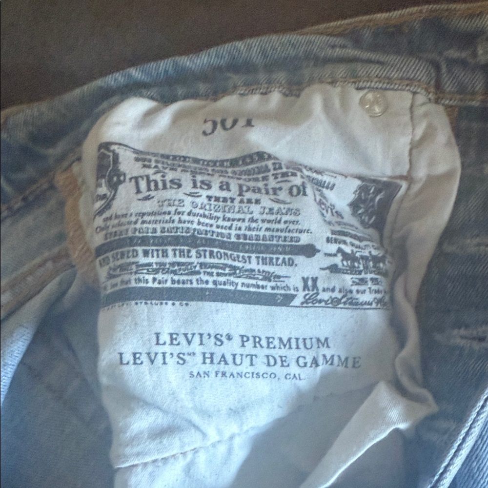 Levi's Blue Frayed Hem Jean Shorts - Picture 3 of 5